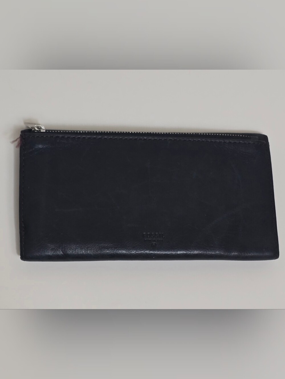 Fossil Women's Black Leather Zip Wallet